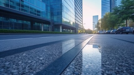 Urban Landscape with Reflection in Puddle