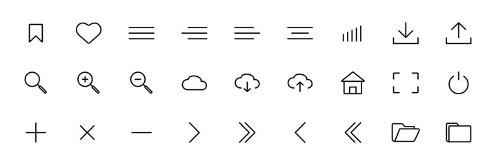 icon set ui ux with black line model white background