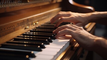 Close-up of Hands Playing Piano