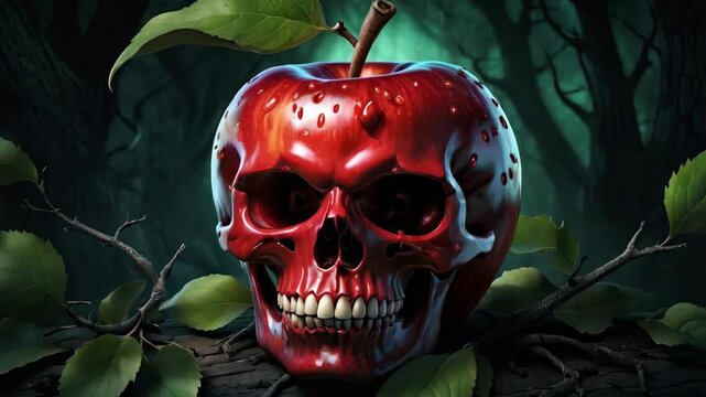 A red apple shaped skull