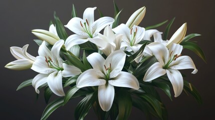 Bouquet of Easter lilies Lilium longiflorum These beautiful flowers belong to the lily genus