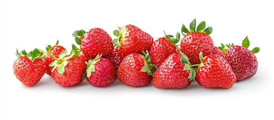 Fresh And Sweet Ripe Red Strawberries Isolated On White Background