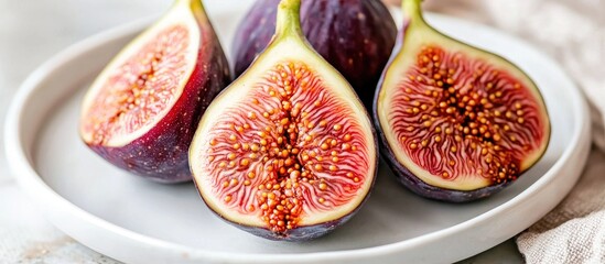 Ripe Figs On A White Plate