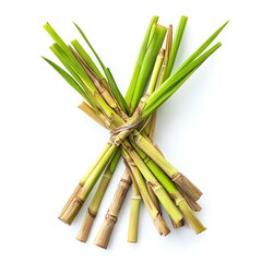 Obraz premium Lemongrass reduces fever on white background.