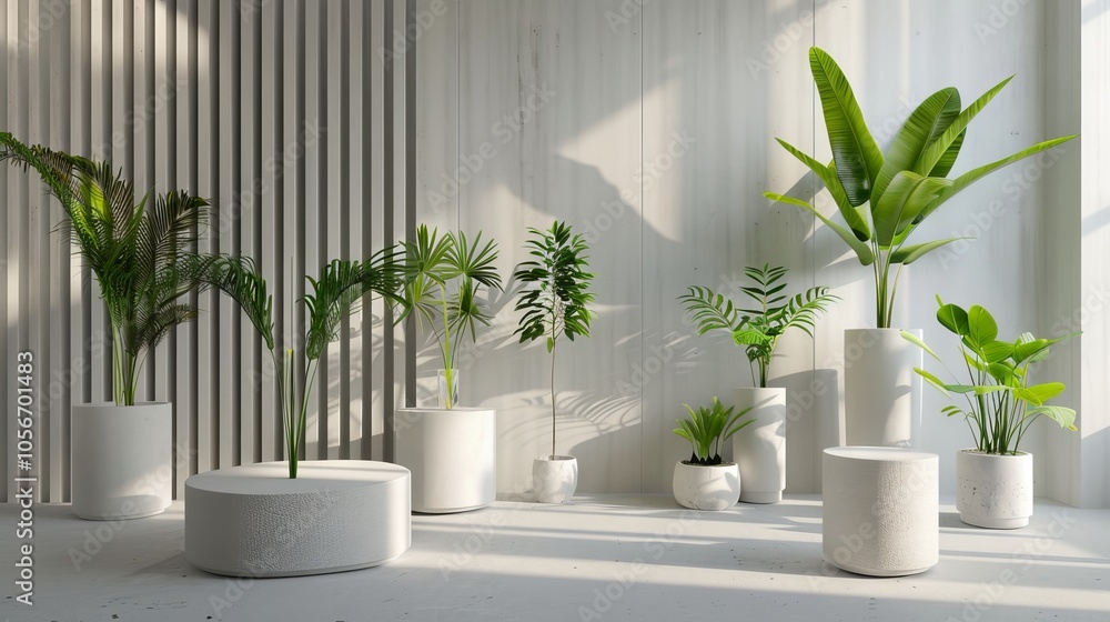 Poster clean and modern plant setup in a repetitive pattern