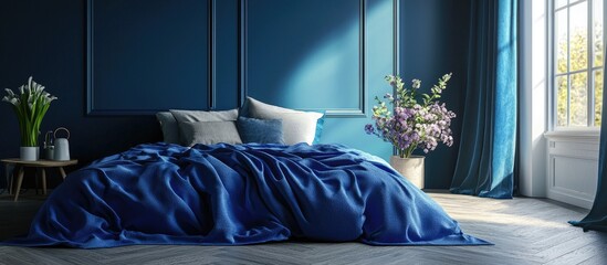 No Bread Blue Coverlet For House Keeping Image