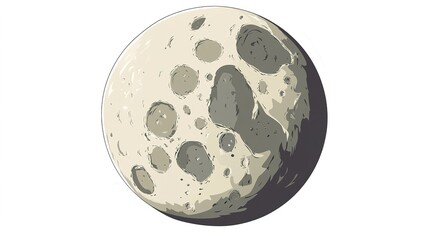 Obraz premium A charming cartoon-style moon with a smiling face, set against a bright white background. This whimsical moon character features a gentle crescent shape, twinkling stars surrounding it, 