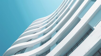 Obraz premium Abstract architectural background of modern building against blue sky
