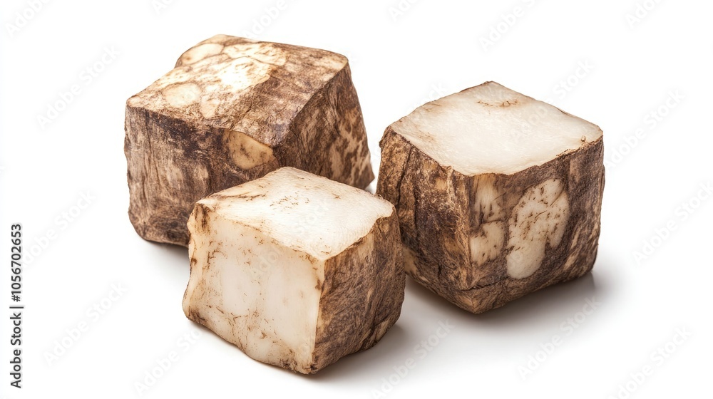 Poster taro root cube isolated on a white background