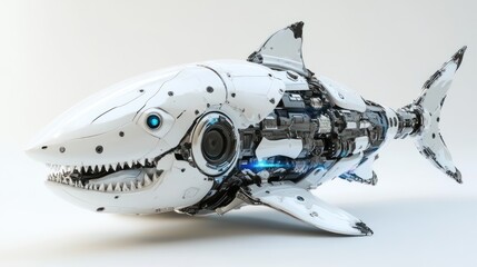 Fashionable robotic shark, 3d rendering