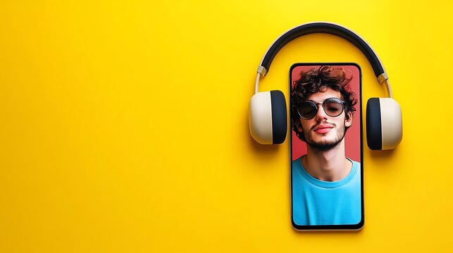 A modern, sleek smartphone displaying a popular music streaming app with a personalized playlist