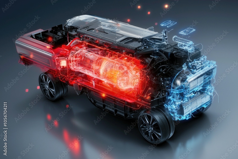 Leinwandbilder exploring ice engine design principles with clean lines and standard scale in automotive technology