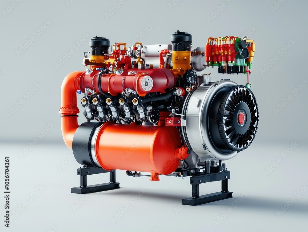 Poster high-performance ice engine model on display a technical marvel of modern engineering
