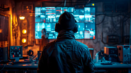 Fototapeta premium IT Specialist Monitoring Network for Security Breaches