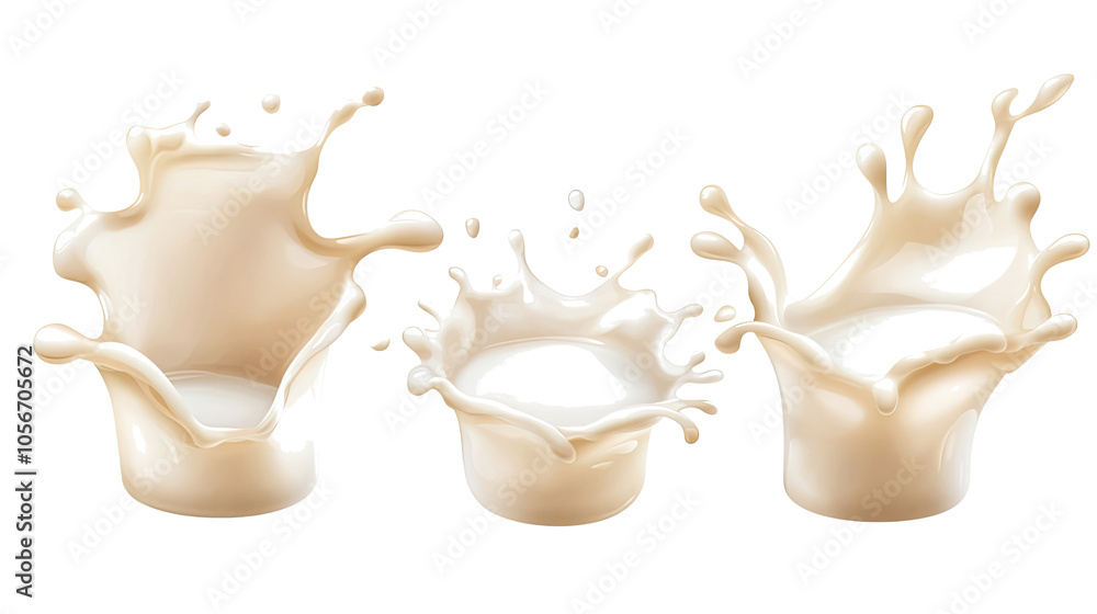 Aufkleber splash of milk droplets captured on a transparent background generative ai