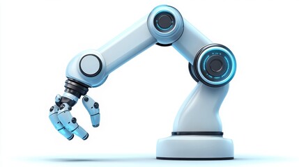 Industrial Robotic Arm 3D Icon. Industrial Arm 3D Icon isolated on white background