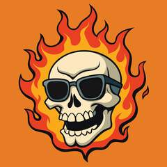 energetic vector design of a flaming skull