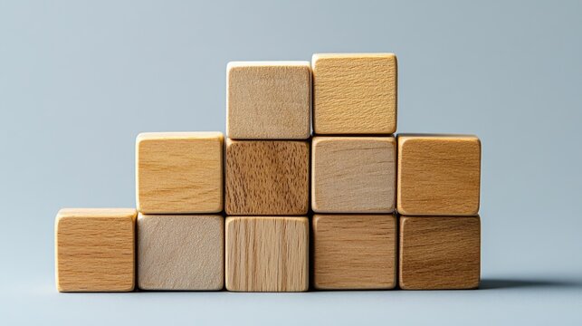 Wooden blocks with impactful words displayed on a gray backdrop