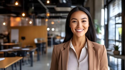 Fototapeta premium A Young Businesswoman Smiling Confidently.