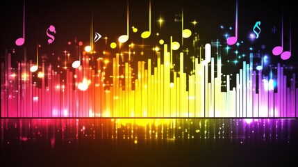 Colorful Electric Equalizer Design with Music Notes