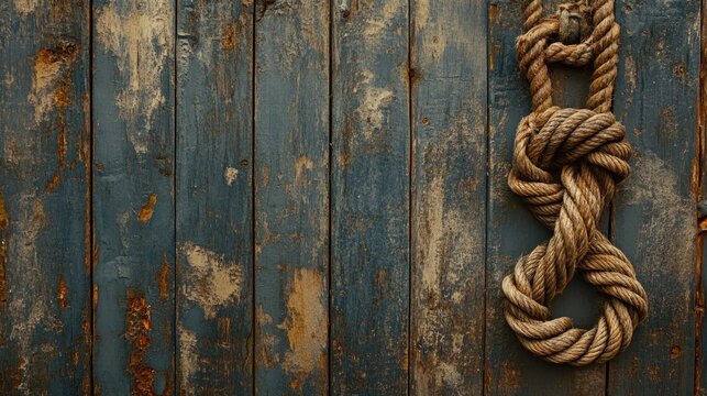 Nautical knot displayed against a rustic wooden ship backdrop evoking a robust and warm seasonal vibe