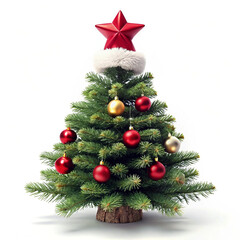 Free Photo Christmas Tree vector illustration on white background generative ai