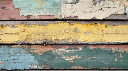 The wood surface showcases a variety of textures featuring layers of paint and varnish