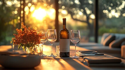 Modern luxury wine bottles and crystal glass captured in style