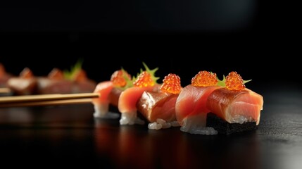 Delicious Sushi with Salmon and Tobiko