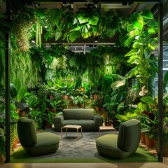 Fototapeta premium Greenery setup in a conceptual artistry of plant decoration