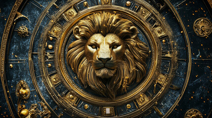 sign of the zodiac leo - portrait of a lion in a colorful universe with some galaxies and stars
