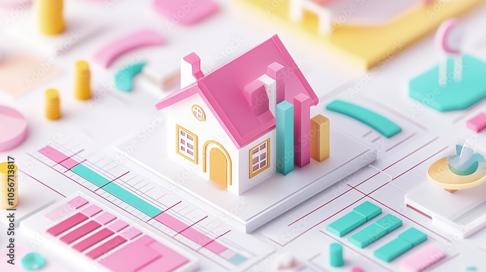 Poster exploring augmented reality a detailed high-quality display of a modern home model with innovative d