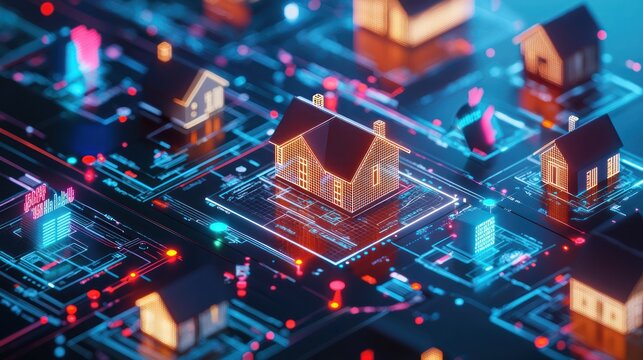Exploring a digital wireframe model of properties in a high-scale architectural context