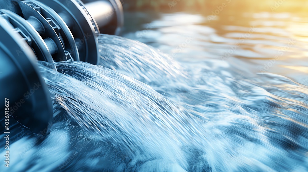 Poster a close-up of a water splash with a metallic object, symbolizing strength and energy in a unique, dy