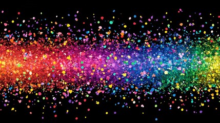 Lively Rainbow Confetti Burst on Black Background