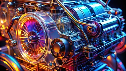 Fototapeta premium Engine Design - Macro Photography: Traditional & Modern Engineering