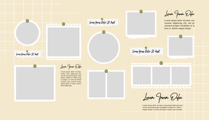 Pictures or photos frame collage, page grid layout abstract photo frames and digital photo wall template