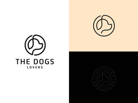 Dog head line style logo design