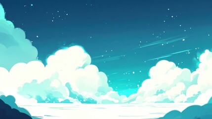 Minimalistic White Clouds in Bright Blue Sky