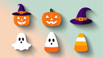 Cute Halloween Icons Set