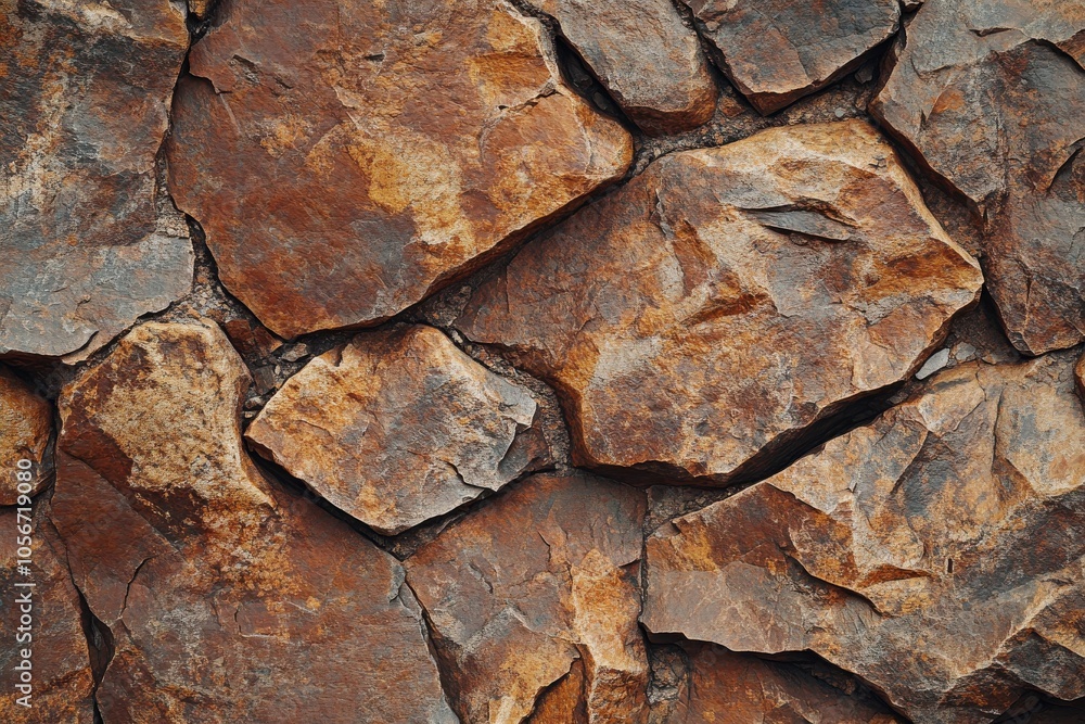 Poster rugged earth with broken patterns and a rough mountain view. intricate close-up. textured stone back