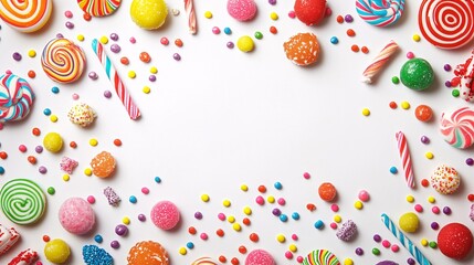 Vibrant poster template featuring an enticing array of confections, ideal for festive occasions or dessert advertising against a clean white backdrop.