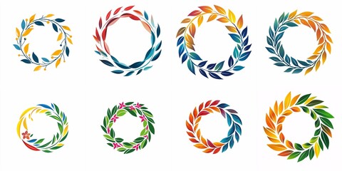 Circular logo design of intertwined leaves and flowers, representing unity and celebration, set against a white background.