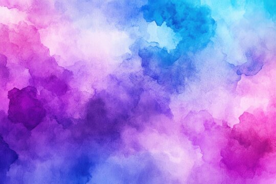 Vivid watercolor painting exhibiting tones of lavender, rose, azure, and aqua. Lively artistic canvas for imaginative projects. Online header perfect for celebrations and festive events