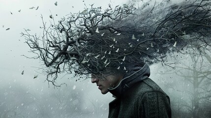 A Man's Mind: A Surreal Exploration of Thought and Nature