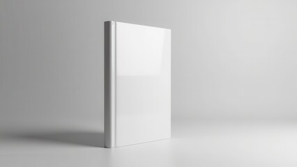 A glossy book cover mockup with a minimalist design, showcasing a hardcover book lying at a slight angle, emphasizing its sleek and professional appearance.