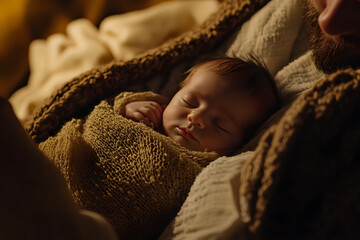 Serene Newborn Baby Sleeping Peacefully in Cozy Warm Blanket, Symbolizing Sanctity of Life