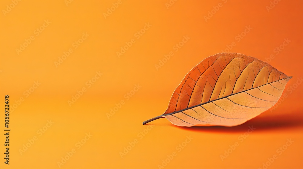 Poster simple thanksgiving design with a small leaf and empty space.