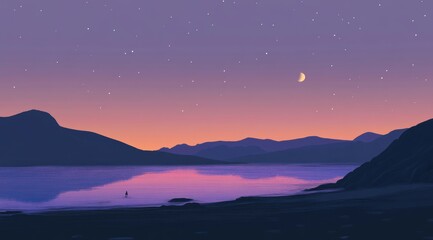 Serene Mountain Lake at Dusk