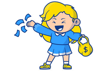 The woman is doing money sharing